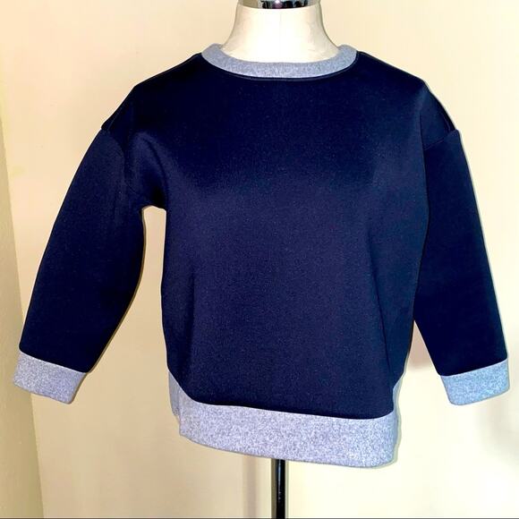 Lucca Anthropologie Pullover Sweatshirt sweater navy blue with grey trim XS - Picture 2 of 9